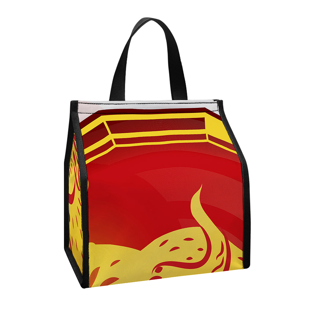 Chinese Ox Zodiac Symbol Print Insulated Lunch Tote