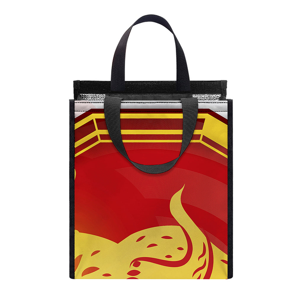 Chinese Ox Zodiac Symbol Print Insulated Lunch Tote