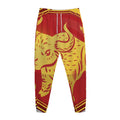 Chinese Ox Zodiac Symbol Print Jogger Pants