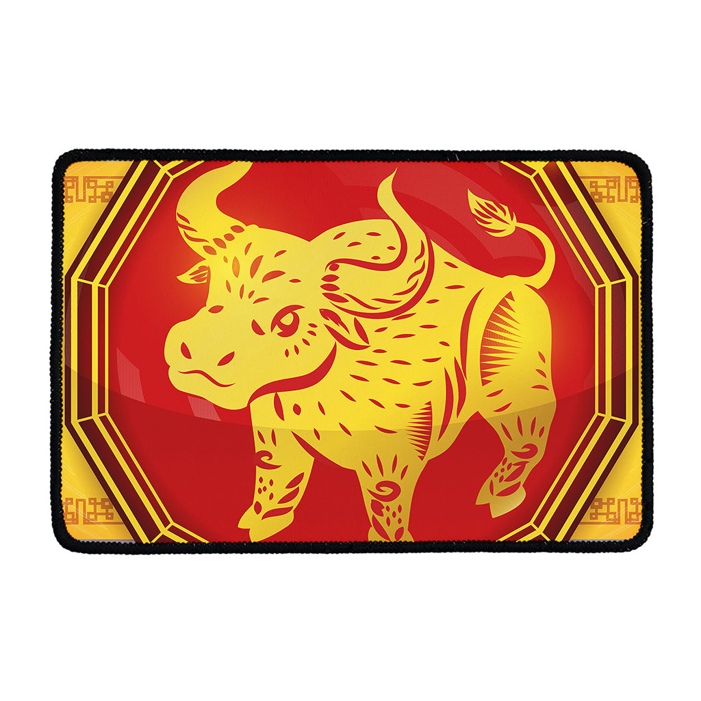 Chinese Ox Zodiac Symbol Print Kitchen Mat