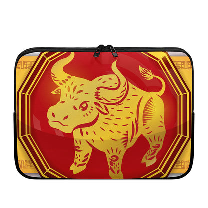Chinese Ox Zodiac Symbol Print Laptop Sleeve