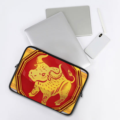 Chinese Ox Zodiac Symbol Print Laptop Sleeve