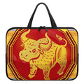 Chinese Ox Zodiac Symbol Print Laptop Sleeve With Handle