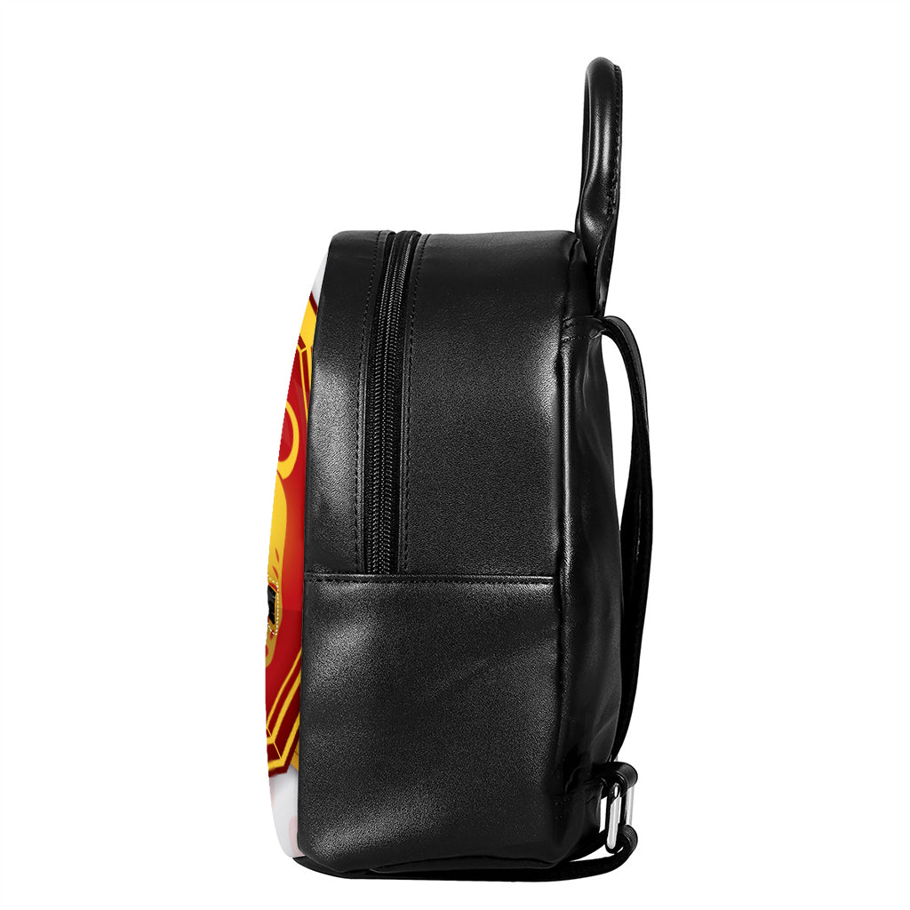 Chinese Ox Zodiac Symbol Print Leather Backpack