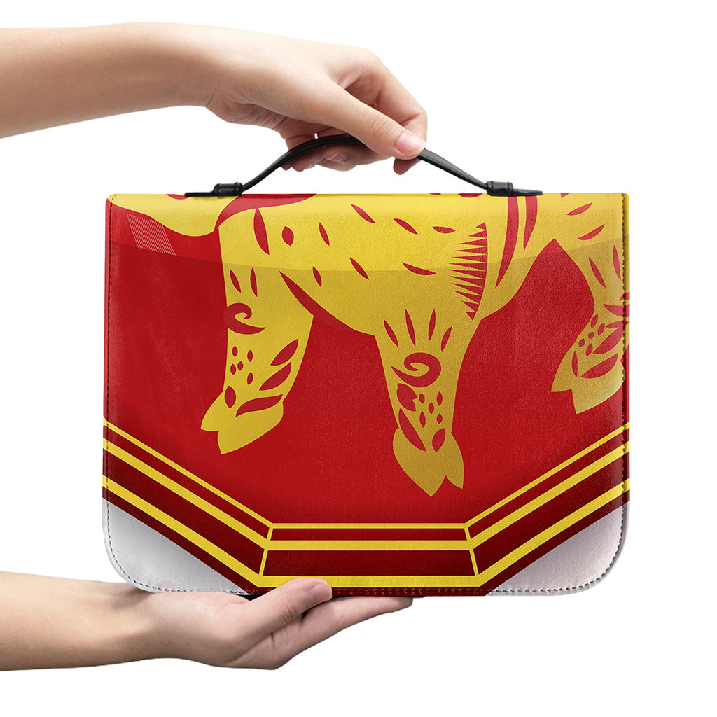 Chinese Ox Zodiac Symbol Print Leather Bible Cover