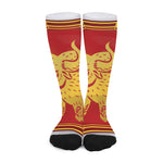 Chinese Ox Zodiac Symbol Print Long Socks