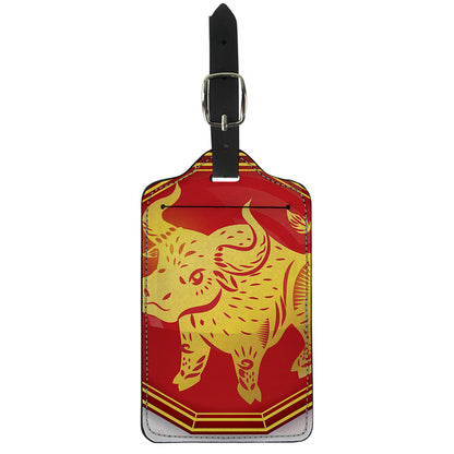 Chinese Ox Zodiac Symbol Print Luggage Tag