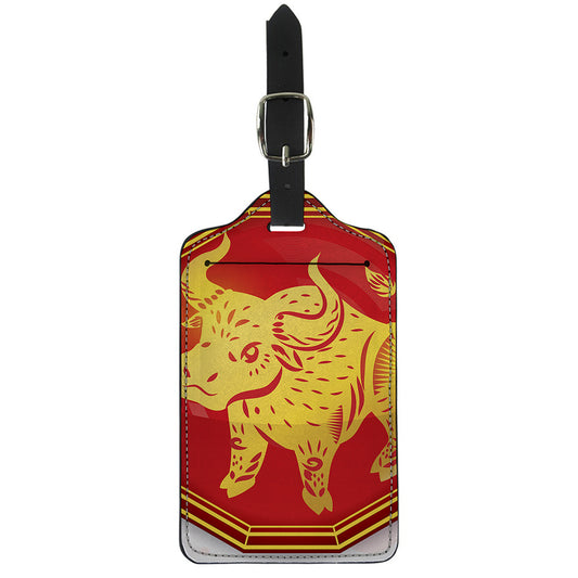 Chinese Ox Zodiac Symbol Print Luggage Tag