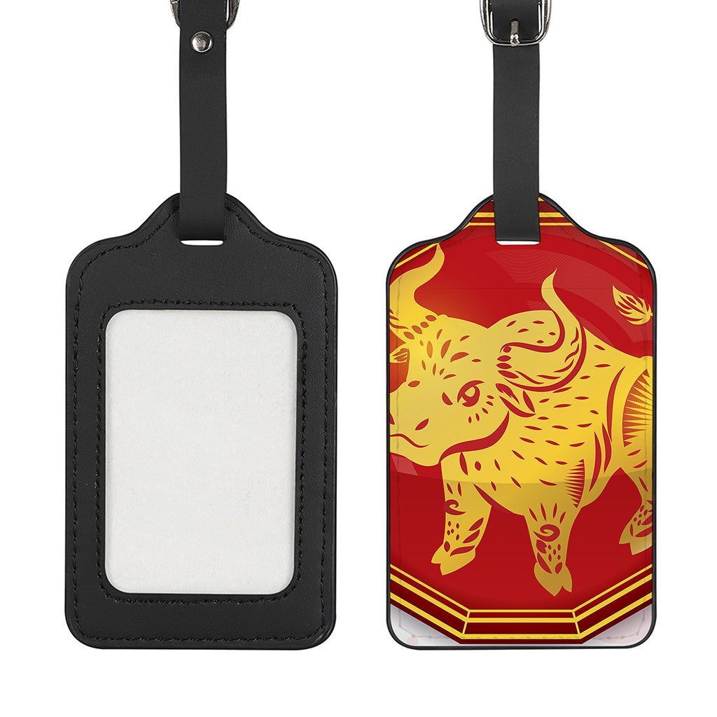 Chinese Ox Zodiac Symbol Print Luggage Tag