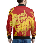 Chinese Ox Zodiac Symbol Print Men's Bomber Jacket
