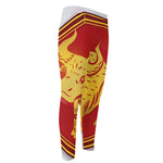 Chinese Ox Zodiac Symbol Print Men's Compression Pants