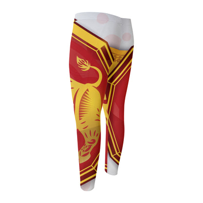 Chinese Ox Zodiac Symbol Print Men's Compression Pants