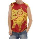 Chinese Ox Zodiac Symbol Print Men's Fitness Tank Top