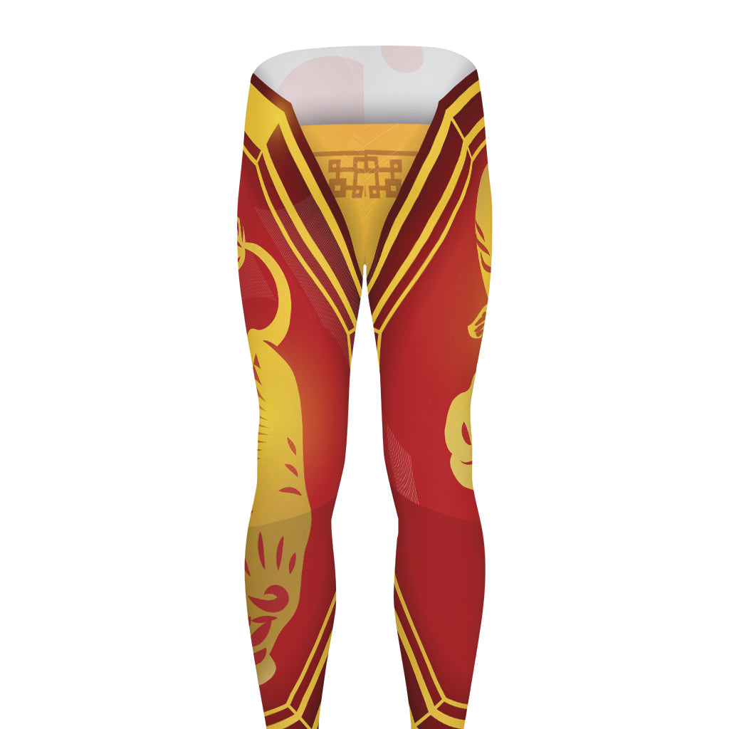 Chinese Ox Zodiac Symbol Print Men's leggings