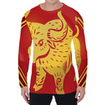 Chinese Ox Zodiac Symbol Print Men's Long Sleeve T-Shirt