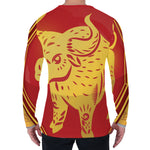 Chinese Ox Zodiac Symbol Print Men's Long Sleeve T-Shirt