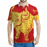 Chinese Ox Zodiac Symbol Print Men's Polo Shirt