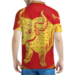 Chinese Ox Zodiac Symbol Print Men's Polo Shirt