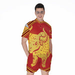 Chinese Ox Zodiac Symbol Print Men's Rompers