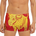 Chinese Ox Zodiac Symbol Print Men's Short Boxer Briefs
