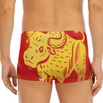 Chinese Ox Zodiac Symbol Print Men's Short Boxer Briefs