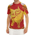 Chinese Ox Zodiac Symbol Print Men's Short Sleeve Rash Guard