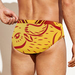 Chinese Ox Zodiac Symbol Print Men's Swim Briefs