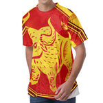 Chinese Ox Zodiac Symbol Print Men's Velvet T-Shirt
