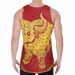 Chinese Ox Zodiac Symbol Print Men's Velvet Tank Top