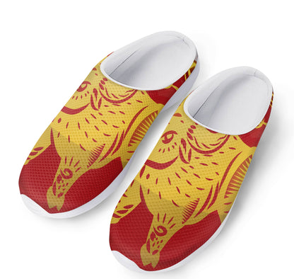 Chinese Ox Zodiac Symbol Print Mesh Casual Shoes