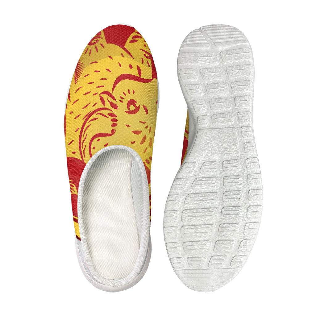 Chinese Ox Zodiac Symbol Print Mesh Casual Shoes