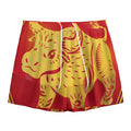 Chinese Ox Zodiac Symbol Print Mesh Shorts