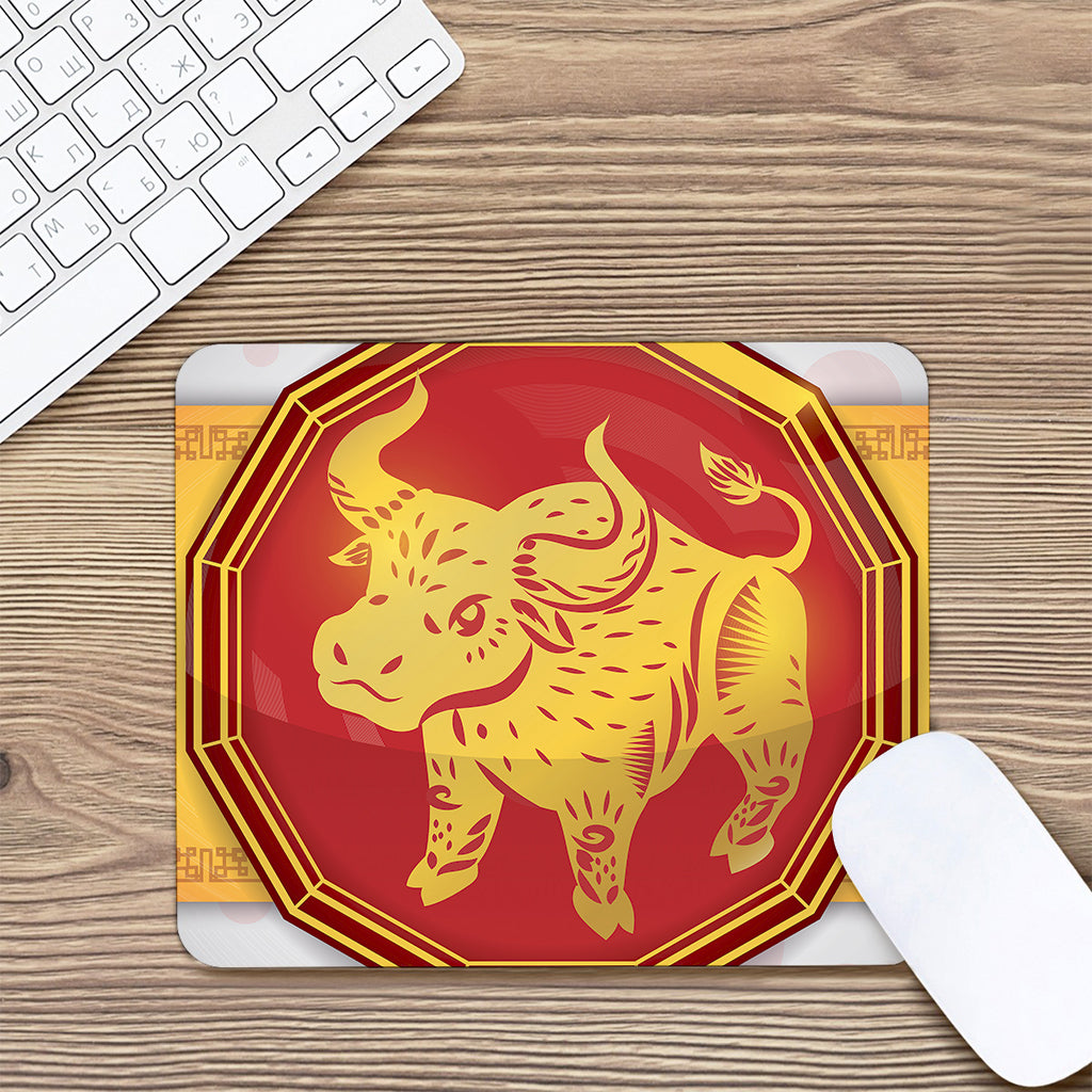Chinese Ox Zodiac Symbol Print Mouse Pad