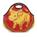 Chinese Ox Zodiac Symbol Print Neoprene Lunch Bag