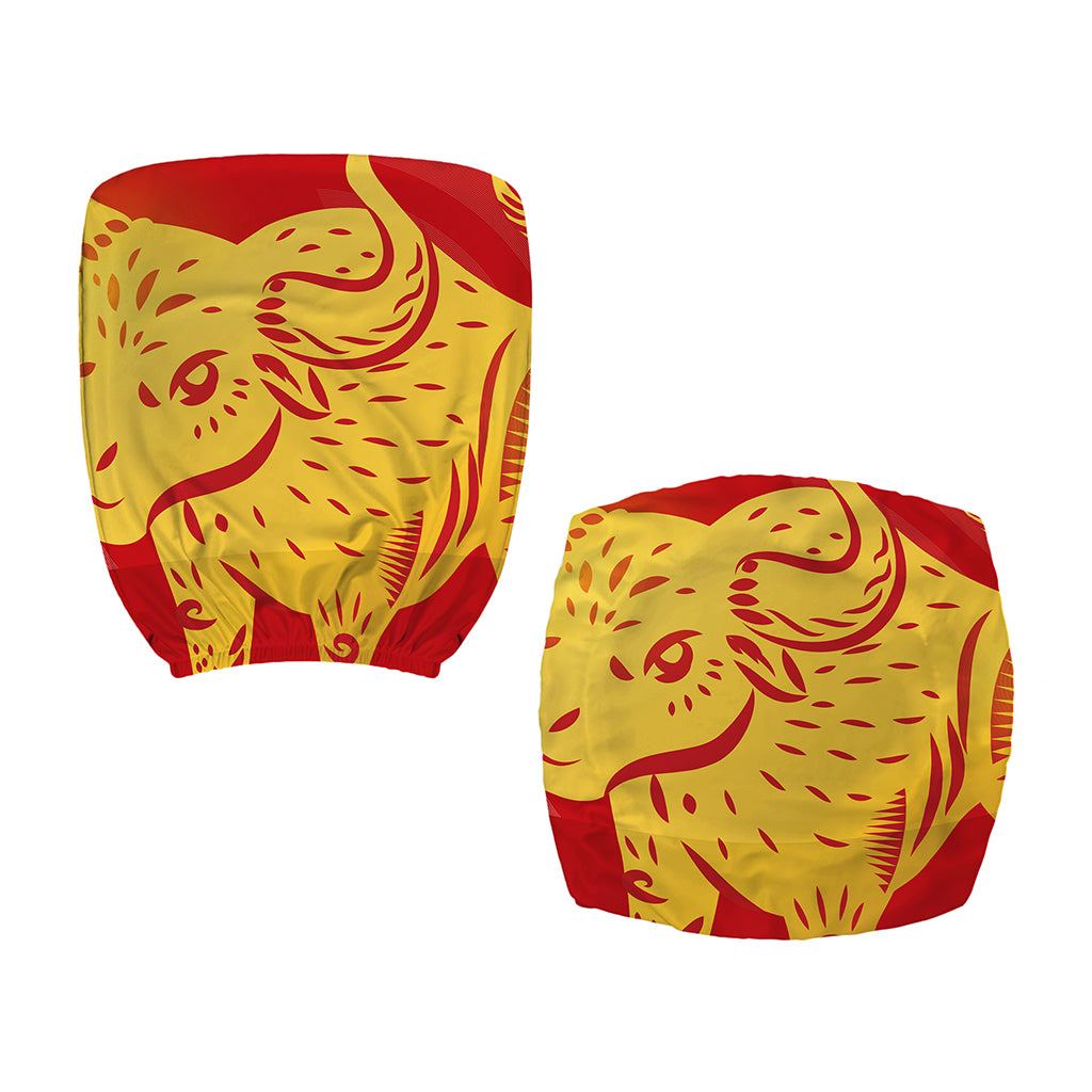 Chinese Ox Zodiac Symbol Print Office Chair Cover