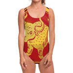 Chinese Ox Zodiac Symbol Print One Piece Swimsuit