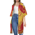 Chinese Ox Zodiac Symbol Print Open Front Beach Cover Up