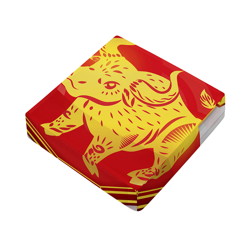 Chinese Ox Zodiac Symbol Print Outdoor Seat Cushion Cover