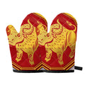 Chinese Ox Zodiac Symbol Print Oven Mitts