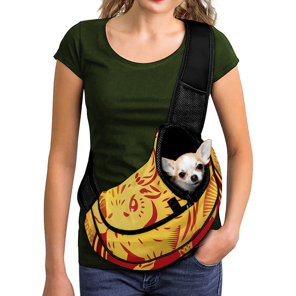 Chinese Ox Zodiac Symbol Print Pet Sling Carrier