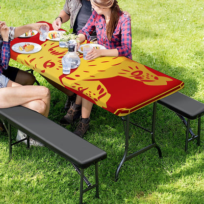 Chinese Ox Zodiac Symbol Print Picnic Table Cover