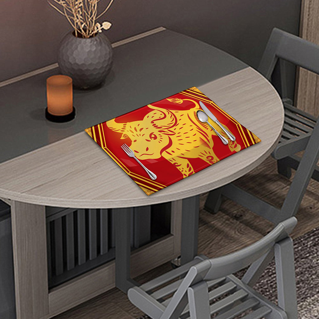 Chinese Ox Zodiac Symbol Print Placemat