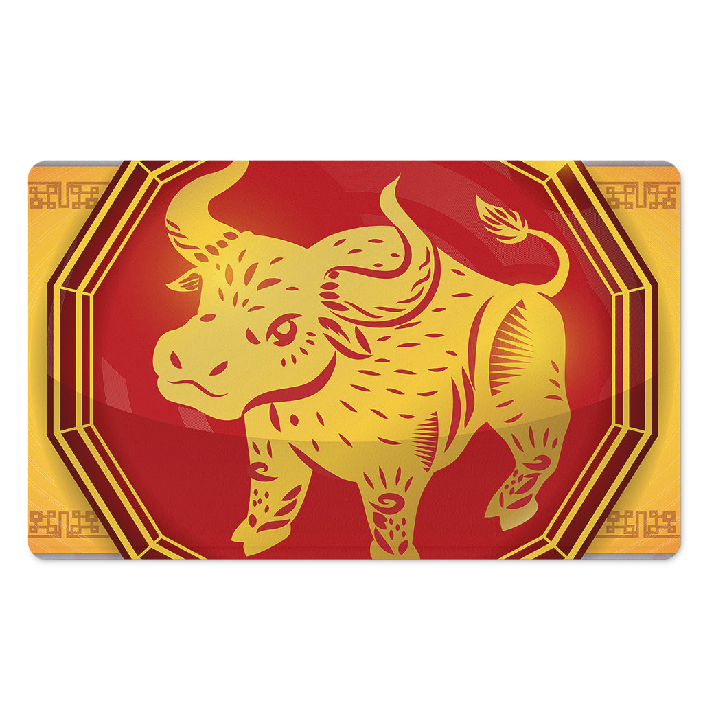 Chinese Ox Zodiac Symbol Print Polyester Doormat