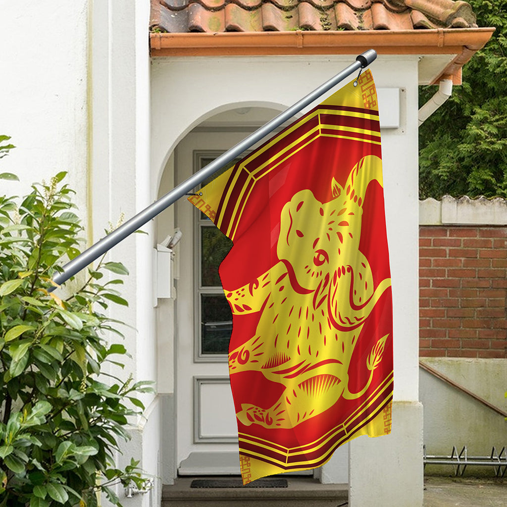 Chinese Ox Zodiac Symbol Print Polyester Flag