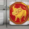 Chinese Ox Zodiac Symbol Print Polyester Shower Curtain