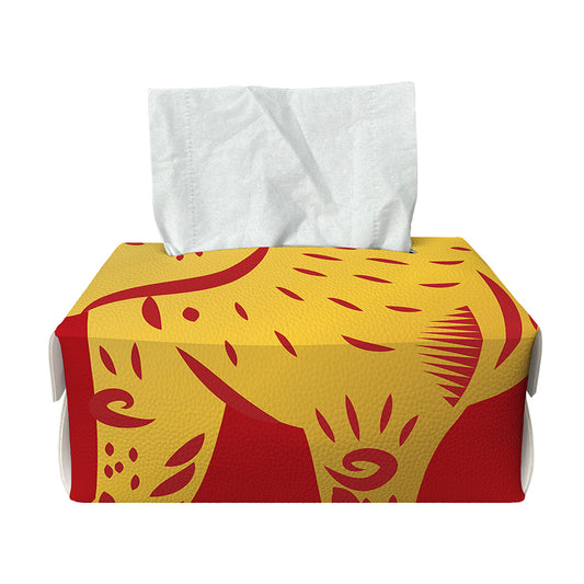 Chinese Ox Zodiac Symbol Print Rectangle Tissue Box Cover