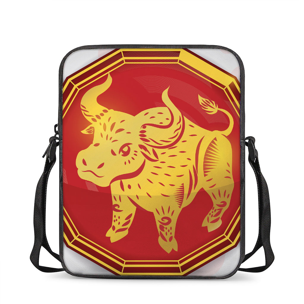 Chinese Ox Zodiac Symbol Print Rectangular Crossbody Bag