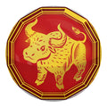 Chinese Ox Zodiac Symbol Print Round Blanket