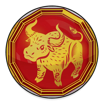 Chinese Ox Zodiac Symbol Print Round Floor Mat