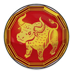 Chinese Ox Zodiac Symbol Print Round Floor Mat